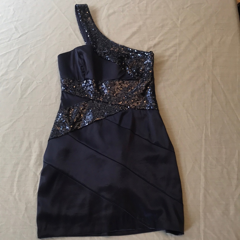 A navy blue dress